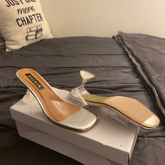 Open Toe Clear Heeled Mules/Heels - Picture 4 of 5